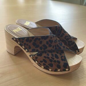 Paige Jules cross cross heels leopard wood